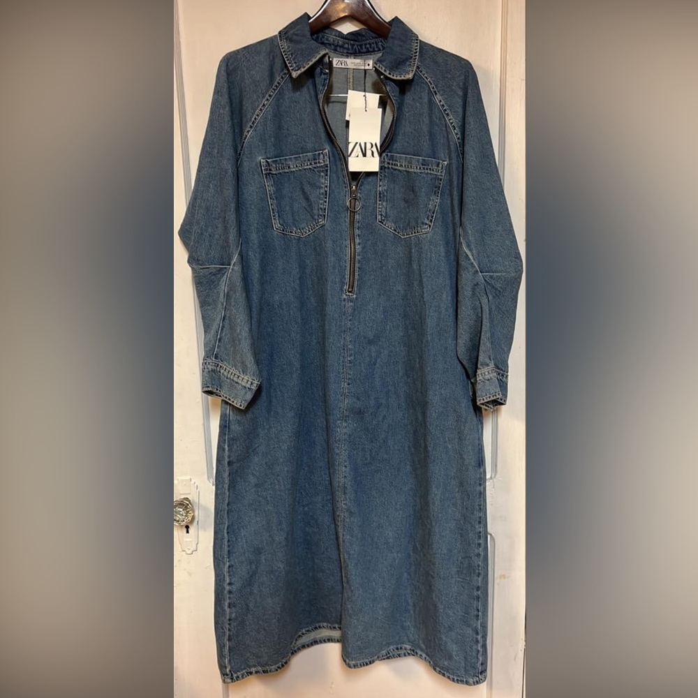 NWT Zara “The Minimal” Denim Zip Dress XL